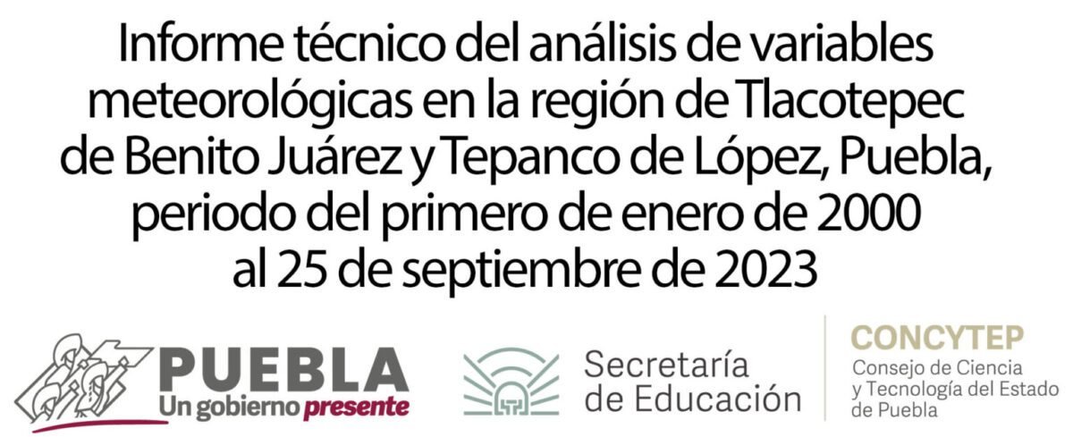 Informe técnico del análisis de variables meteorológicas en la región de Tlacotepec de Benito Juárez y Tepanco de López, Puebla